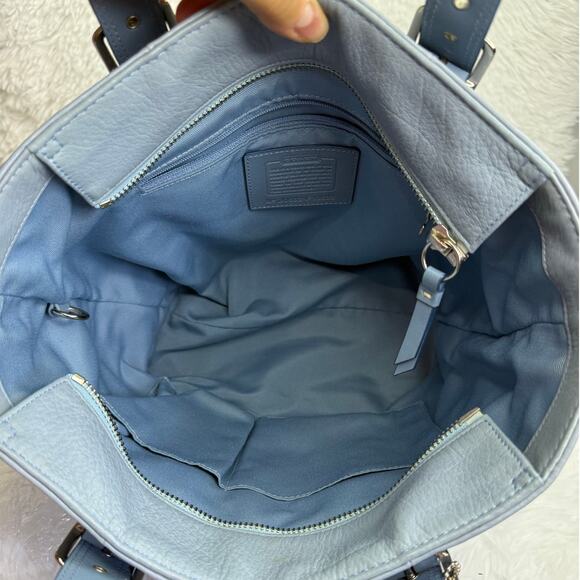 COACH y2k Blue Pebbled Leather Tote Shoulder bag - Picture 8 of 11